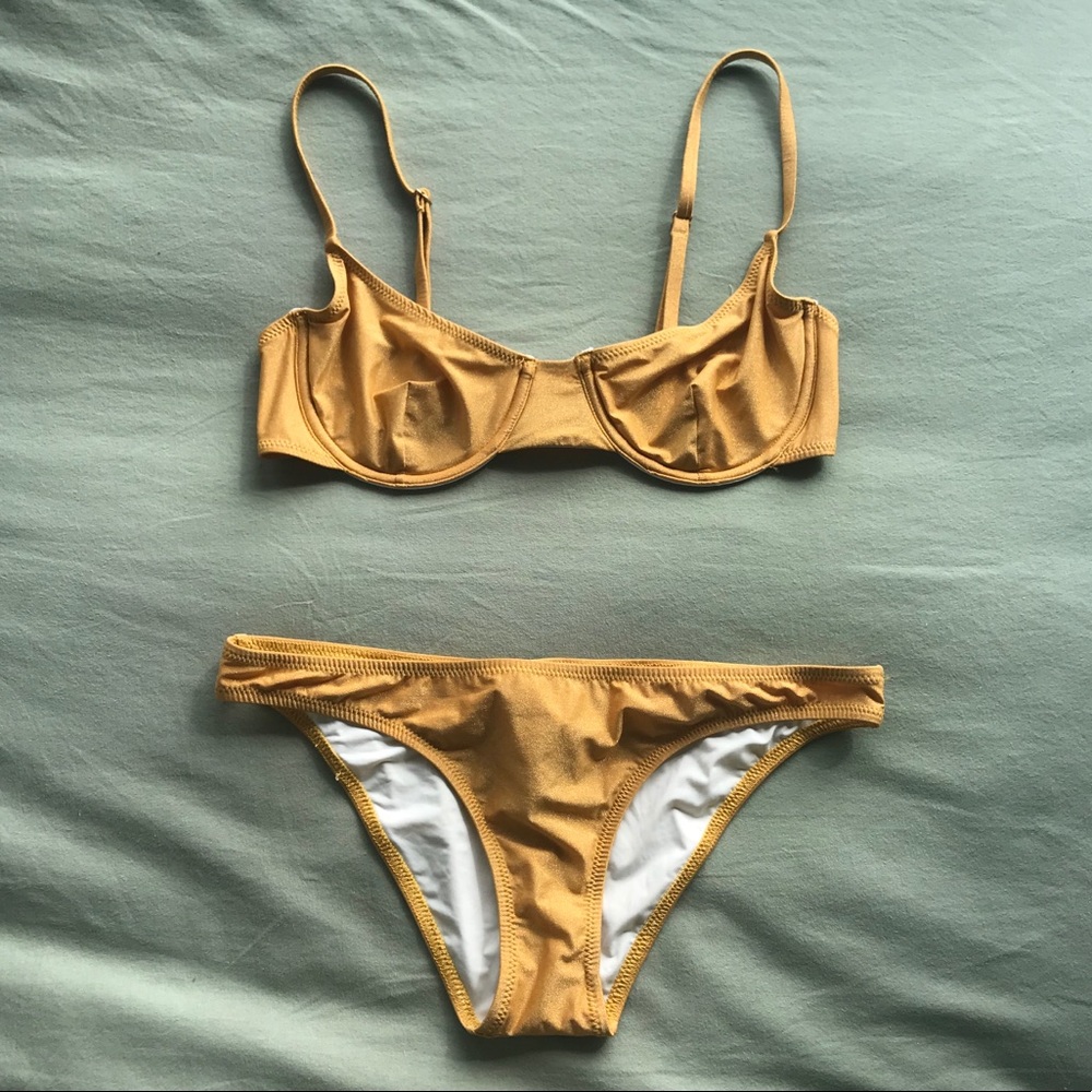Solid & Striped Bikini Set